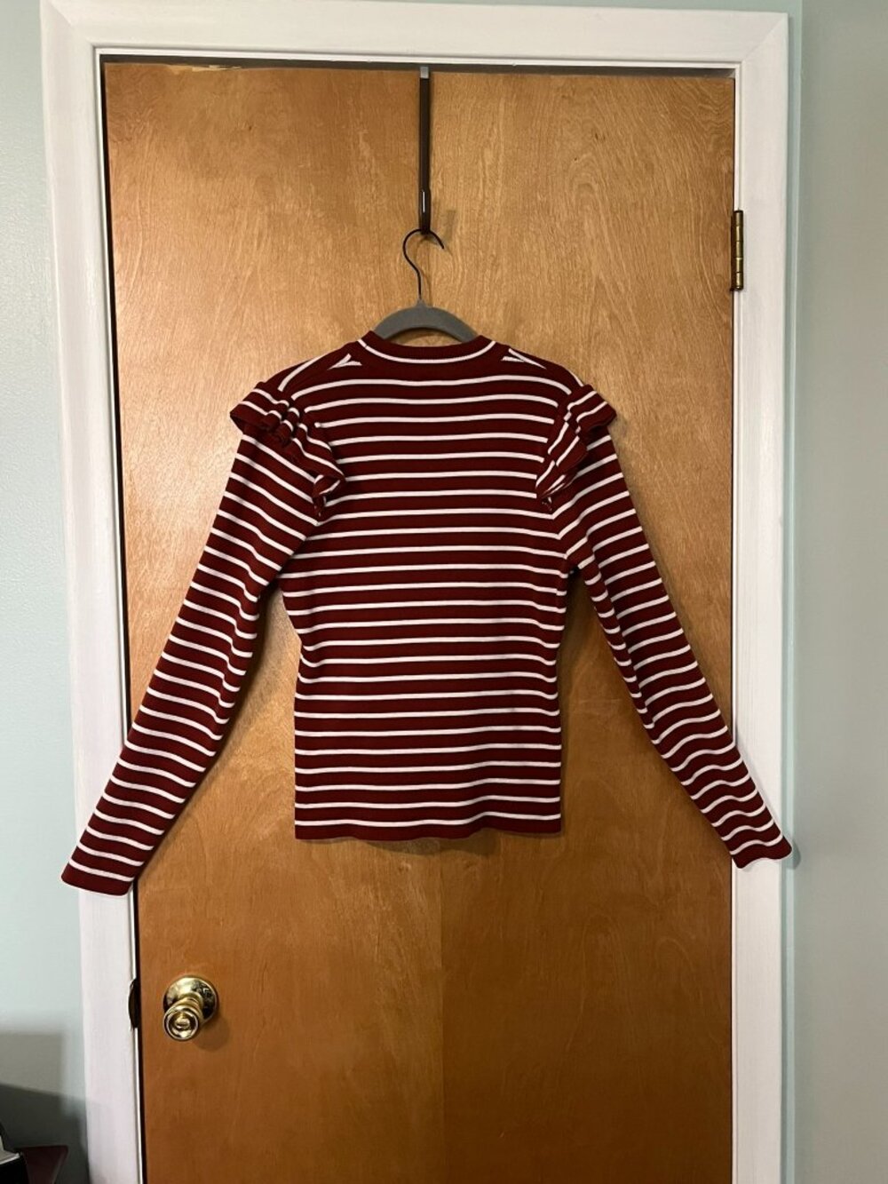 Grace + Karma Size S Burnt-Orange & White Striped Sweater